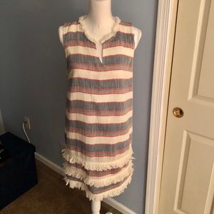 Cute shift fringe linen cotton dress